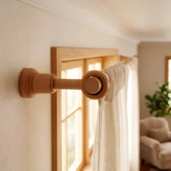 Supporto per asta estensibile in legno (L140 - 160 / D28 mm) Nils Beige Verniciato