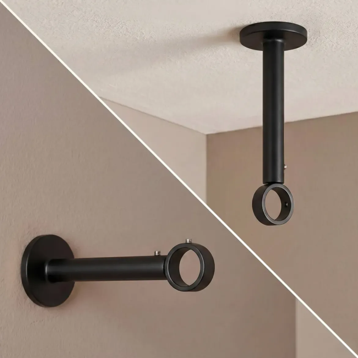 Supporto regolabile (L115 - L155 / D28) Lino Nero opaco