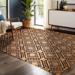 Tappeto da soggiorno rettangolare juta tessuto a mano (140 x 200 cm) Meera Beige