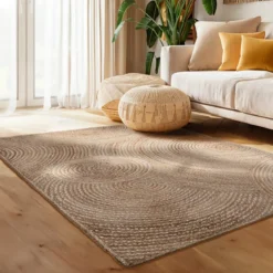 Tappeto da soggiorno rettangolare juta intrecciata a mano (160 x 230 cm) Neha Beige