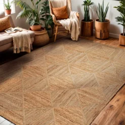 Tappeto da soggiorno rettangolare juta tessuto a mano (160 x 230 cm) Anaya Marrone