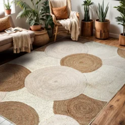 Tappeto da soggiorno rettangolare in iuta intrecciata a mano (160 x 230 cm) Reina Beige