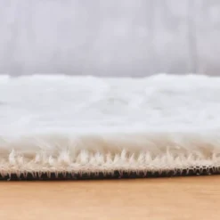 Tappeto rotondo in finta pelliccia (80 cm) Finn Bianco