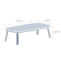 Tavolino da giardino rettangolare in alluminio Amalfi Grigio antracite