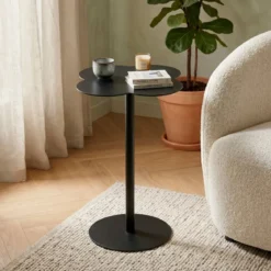 Tavolino d'appoggio in metallo (H53 cm) Lysa Nero
