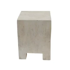 Tavolino d'appoggio quadrato in magnesio ossidato (H52 cm) Marlan Effetto travertino