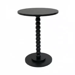 Tavolino rotondo in legno (H61,5 cm) Banita Nero