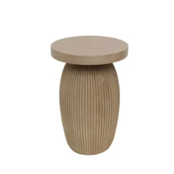 Tavolino rotondo in magnesio ossidato (H52 cm) Berla Marrone