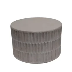 Tavolino rotondo in magnesio ossidato (H42 cm) Bondido Effetto travertino