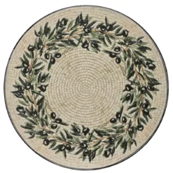Tavolino rotondo in mosaico (H46 x D39 cm) Atene Beige