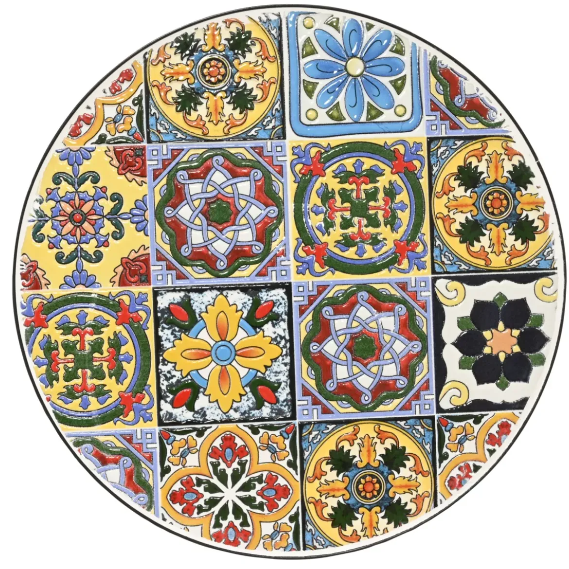 Tavolino rotondo in mosaico (H46 x D39 cm) Braga Multicolore