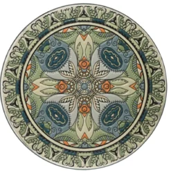 Tavolino rotondo in mosaico (H46 x D39 cm) Cancùn Verde salvia
