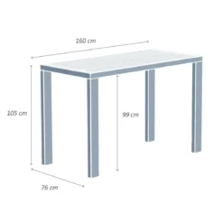 Tavolo alto in alluminio 6 posti (160 x Alt 105 cm) Murano Bianco