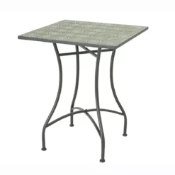 Tavolo bistro quadrato fisso in mosaico (58 x 58 cm) Aveiro Grigio e verde oliva