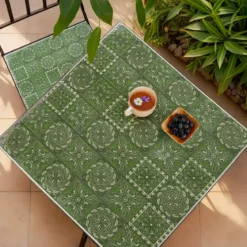 Tavolo bistro quadrato fisso in mosaico (58 x 58 cm) Aveiro Grigio e verde oliva