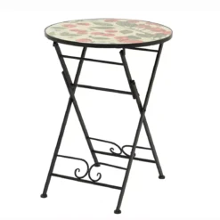Tavolo bistro rotondo pieghevole in mosaico (D58 cm) Monaco Rosso