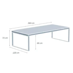 Tavolo da giardino alluminio e ceramica 12 posti (260 x 120 cm) Kore Bianco effetto marmo