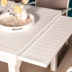 Tavolo da giardino allungabile alluminio 10 posti (135/270 x 90 cm) Murano Bianco