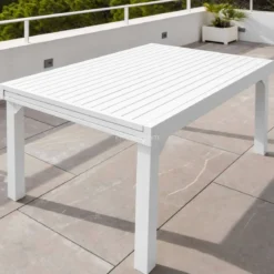 Tavolo da giardino allungabile alluminio 10 posti (135/270 x 90 cm) Murano Bianco