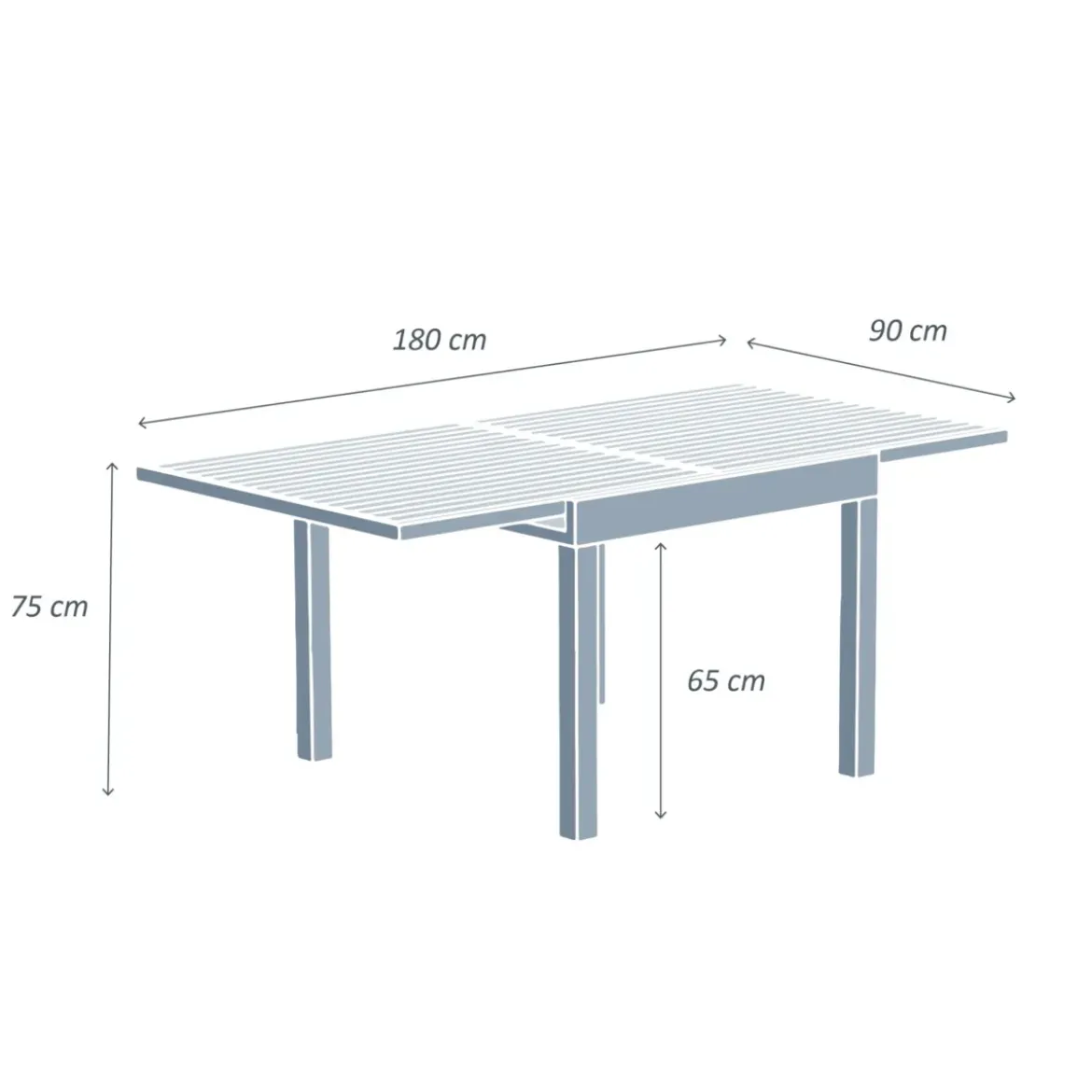 Tavolo da giardino allungabile in alluminio 8 posti (90/180 x 90 cm) Murano Bronzo