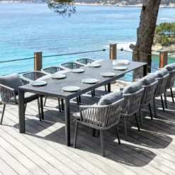 Tavolo da giardino allungabile 12 posti Alluminio Amalfi (300 x 96 cm) Grigio antracite