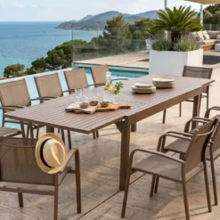 Tavolo da giardino allungabile in alluminio 12 posti (200/320 x 100 cm) Murano Bronzo