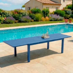 Tavolo da giardino allungabile in alluminio 12 persone (200/320 x 100 cm) Murano Blu