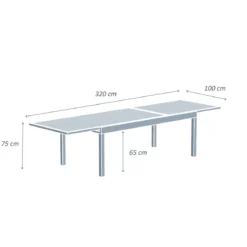 Tavolo da giardino allungabile in vetro 12 posti (200/320 x 100 cm) Murano Blu petrolio