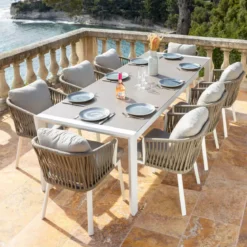 Tavolo da giardino allungabile alluminio 12 posti (195/300 x 96 cm) Amalfi Bianco