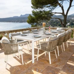 Tavolo da giardino allungabile alluminio 12 posti (195/300 x 96 cm) Amalfi Bianco