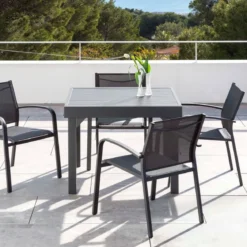 Tavolo da giardino allungabile alluminio 8 posti (90/180 x 90 cm) Murano Grigio antracite