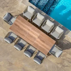 Tavolo da giardino allungabile alluminio 10 posti (260 x 96 cm) Amalfi Bianco