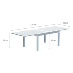 Tavolo da giardino allungabile 10 posti Alluminio effetto legno Murano (270 x 90 cm) Grigio antracite