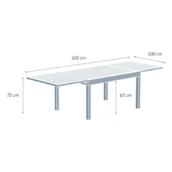 Tavolo da giardino allungabile 12 posti Alluminio effetto legno Murano (320 x 100 cm) Grigio antracite