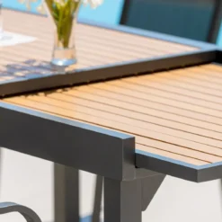 Tavolo da giardino allungabile 12 posti Alluminio effetto legno Murano (320 x 100 cm) Grigio antracite