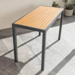 Tavolo da giardino alto in alluminio 6 posti effetto legno (160 x H105 cm) Murano Grigio antracite