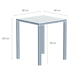 Tavolo da giardino alto quadrato alluminio 4 posti (90 x H105 cm) Murano Bianco