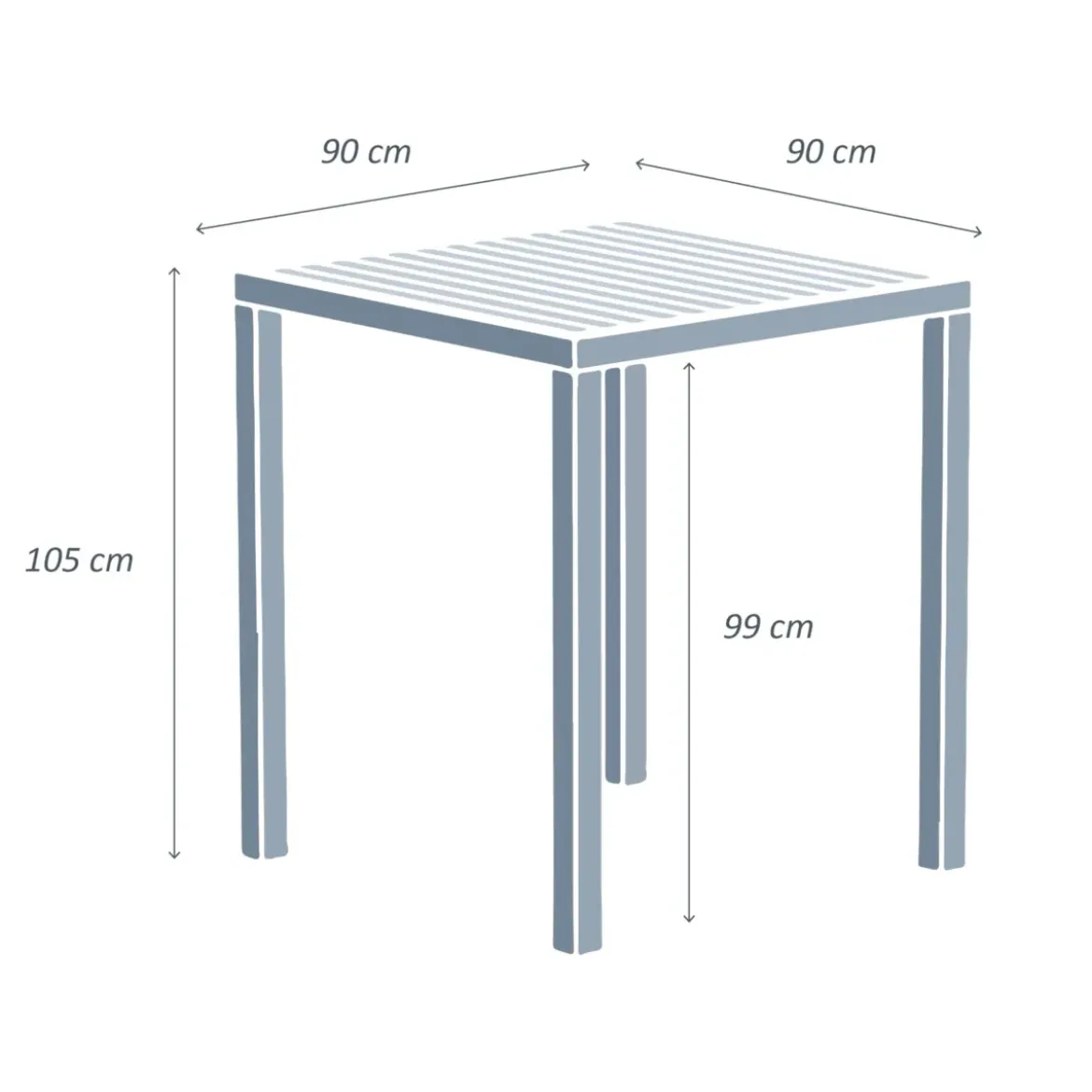Tavolo da giardino alto quadrato alluminio 4 posti (90 x H105 cm) Murano Grigio antracite