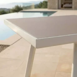 Tavolo da giardino estensibile automatico in alluminio 12 posti (240/300 x 96 cm) Amalfi Bianco e tortora