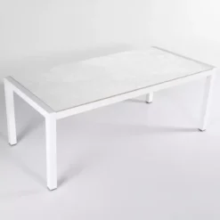 Tavolo da giardino 6 posti Alluminio/Ceramica Modena (150 x 75 cm) Bianco e grigio