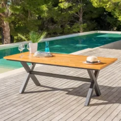Tavolo da giardino 8 posti Alluminio/Eucalipto Bali (200 x 100 cm) Grigio antracite