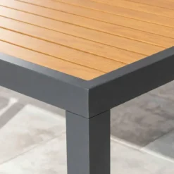 Tavolo da giardino quadrato in alluminio 4 posti (89 x 89 cm) Murano Grigio antracite ed effetto legno