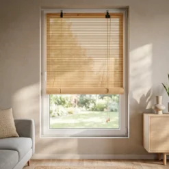 Tenda a rullo con lamelle (120 x 180 cm) Bambù Beige