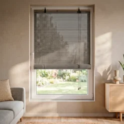 Tenda a rullo con lamelle (90 x 180 cm) Bambù Grigio chiaro / Grigio scuro