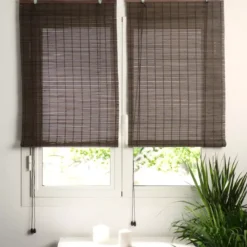 Tenda a rullo con lamelle (40 x H130 cm) Bambù Cioccolato