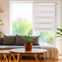 Tenda a rullo (45 X alt. 180 cm) Giorno/Notte Beige sfumato