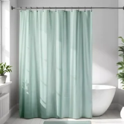Tenda da doccia in microfibra (180 x 200 cm) Goffrata Verde eucalipto