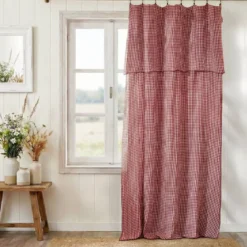 Tenda garza di cotone regolabile (140 x max 180 cm) Gaïa vichy Terracotta