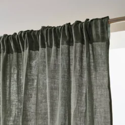 Tenda in garza di cotone a passanti nascosti (140 x 240 cm) Gaïa Verde rosmarino