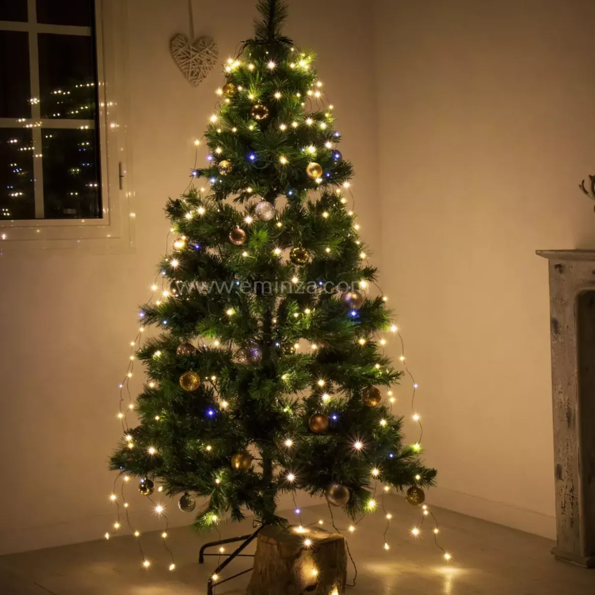 Tenda per albero Alt.2,10 m Bianco caldo 672 LED